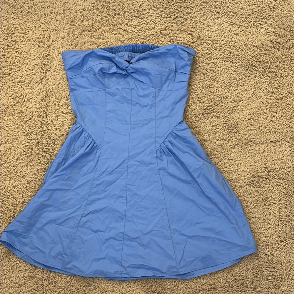 Mini Blue Strapless Dress, Perfect for events and game days